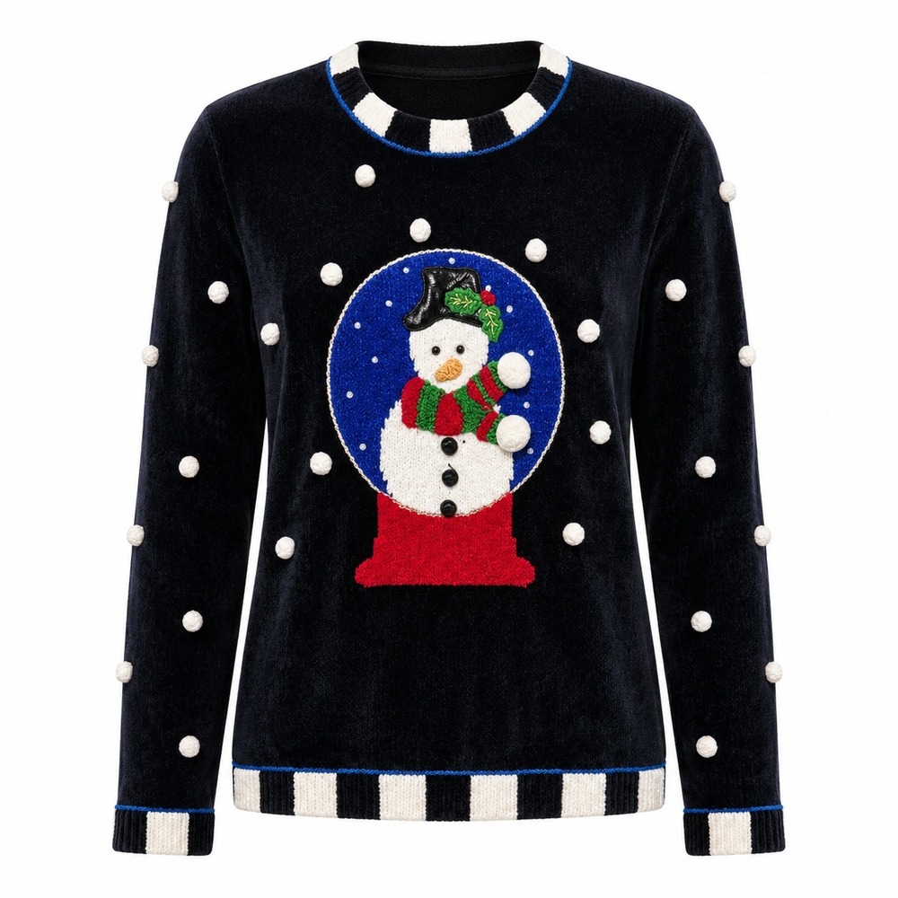 VTG Berek Kitschy Coquette Snowman Sweater Set Women Size S Vintage Grandmacore